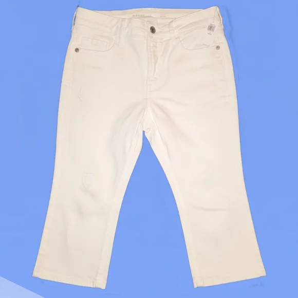 NWT Old Navy High-Waisted Rockstar Slim Capri Jeans Petite 4 White Wash - Picture 2 of 5